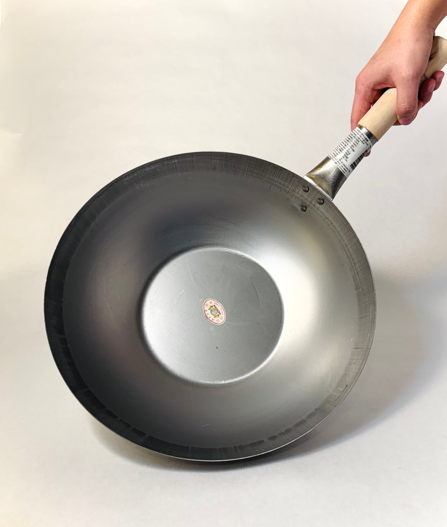 Flacher Wok aus Stahl mit Holzgriff | 平底锅 | 35CM